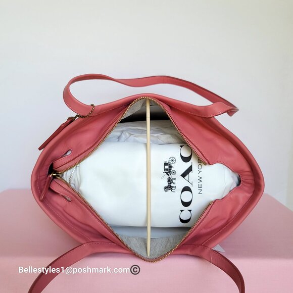 COACH Bea Colorblocked Smooth Leather Large Tote -Taffy Orange multi color ⭐ - Picture 11 of 16